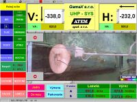 Obrazovka RS UHP-SYS 2002   optimalizačný a riadiaci systém uhlovej píly